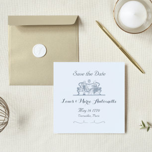 Marie Antoinette Rokoko Staubblau Save-the-Date Mitteilungskarte