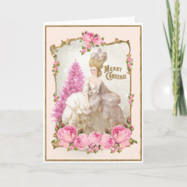 Marie Antoinette rosa Baum-Rosen-Weihnachtskarte Feiertagskarte