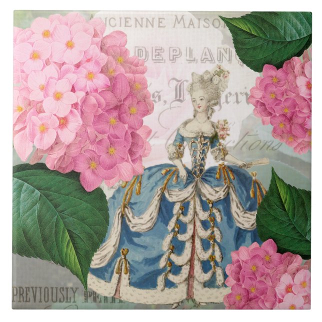 Marie Antoinette rosa Hydrangea-Keramik-Fliese Fliese (Vorderseite)
