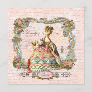 Marie Antoinette rosa Rosen in Paris einladen Einladung
