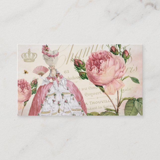 Marie Antoinette rosa Vintage Visitenkarte (Vorderseite)