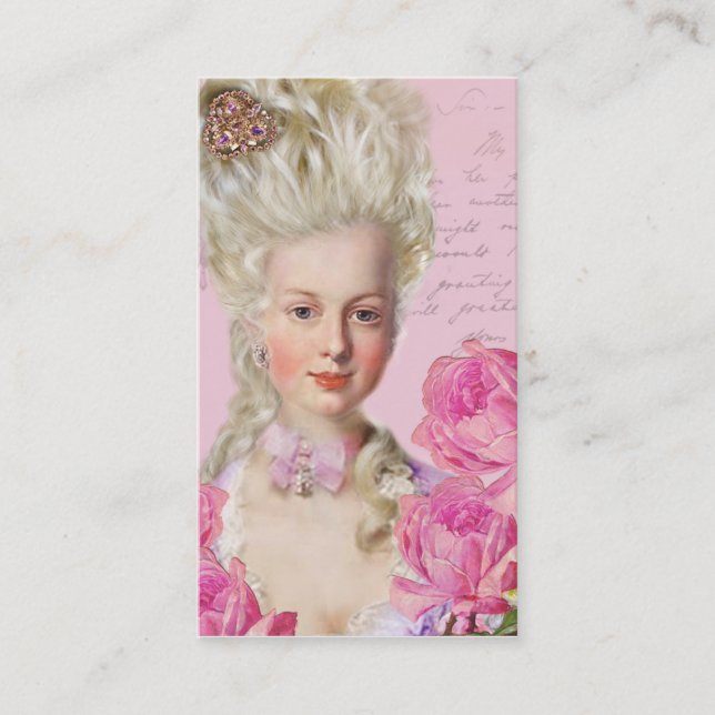 Marie Antoinette Rosen-Rosa-Geschäfts-Karten Visitenkarte (Vorderseite)