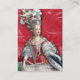 Marie Antoinette rote u. weiße Toile Visitenkarte
