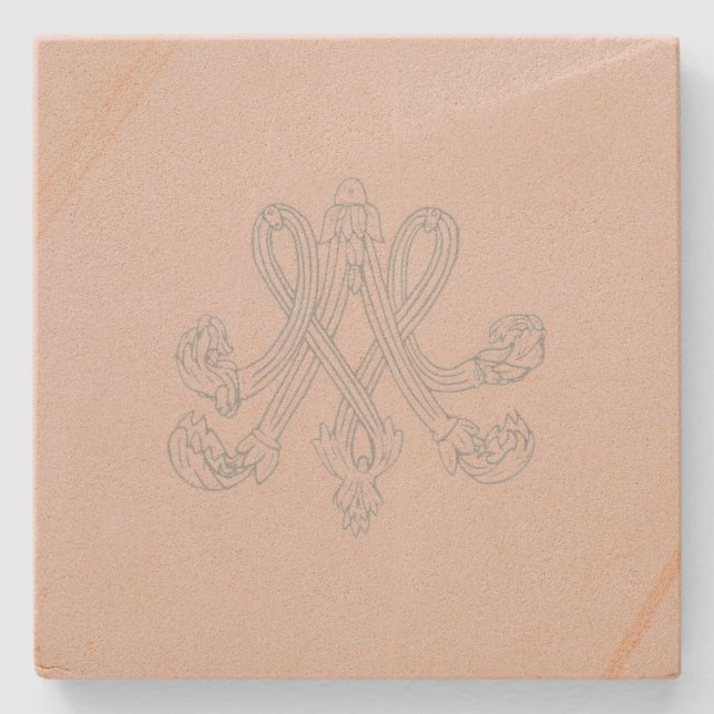 Marie Antoinette – Royal Monogram – Shabby chic Steinuntersetzer (Vorderseite)