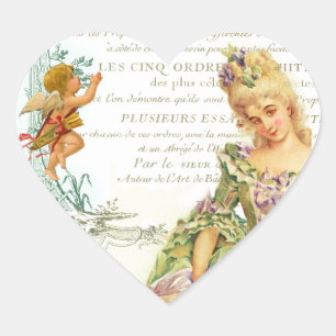 Marie Antoinette & Sparrow Herz-Aufkleber