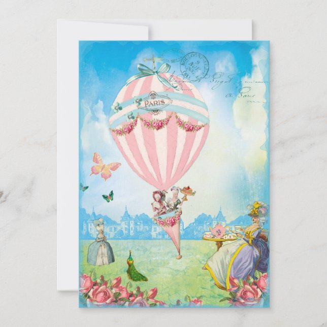 Marie Antoinette Tee im Party Versailles Rasen Einladung (Vorderseite)