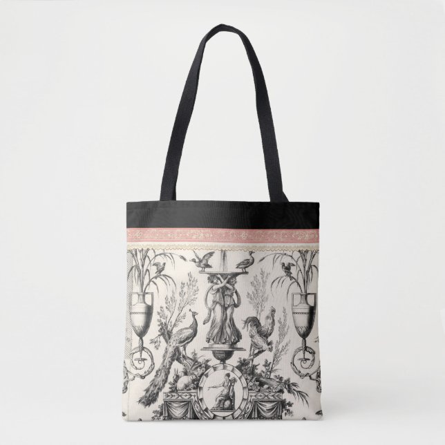 Marie Antoinette Toile de Jouy-black red Tasche (Vorderseite)