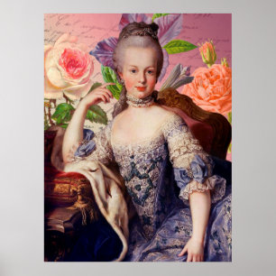 Marie Antoinette über Blume-Poster Poster