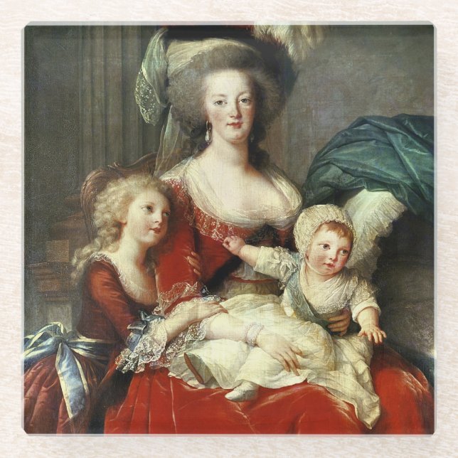 Marie-Antoinette und ihre vier Kinder, 1787 Glasuntersetzer (Vorderseite)