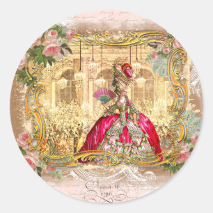Marie Antoinette Versailles Party Rosa Runder Aufkleber