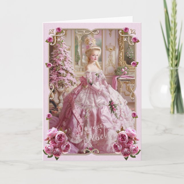 Marie Antoinette Versailles Pink Christmas Card  Einladung (Vorderseite)