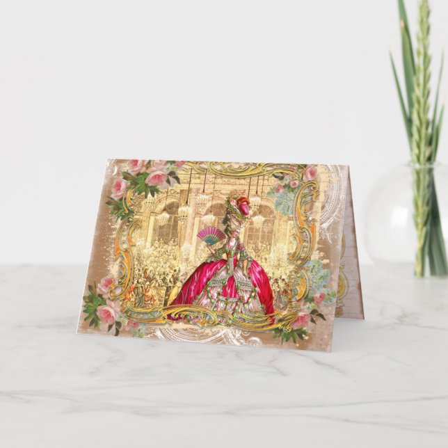 Marie Antoinette Versailles Pink Party Cards Karte (Vorderseite)