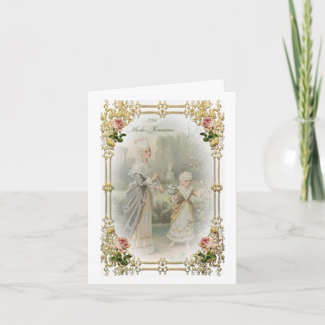 Marie Antoinette Versailles Rosen-Gärten 1700's Karte (Vorderseite)