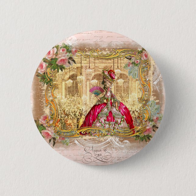Marie Antoinette von Versailles Party Pink Button (Vorderseite)