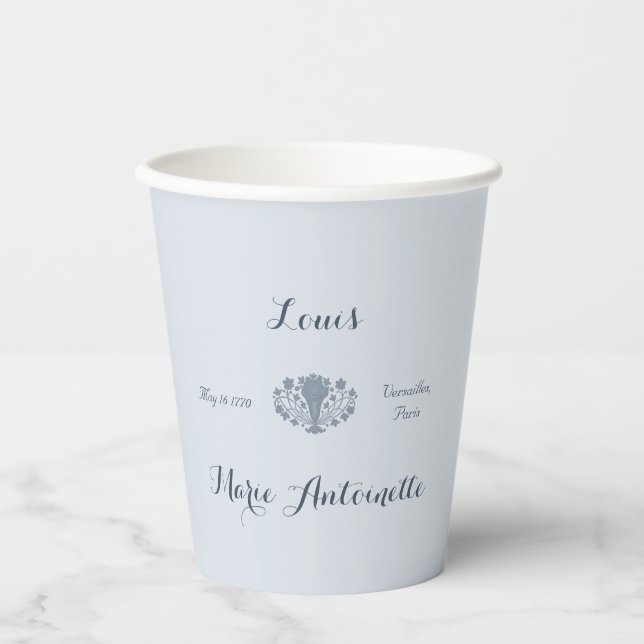Marie Antoinette Wedding Rokoko Dusty Blue Pappbecher (Vorderseite)
