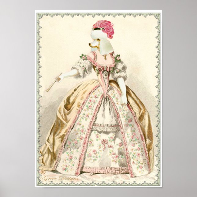 Marie Antoinette White Poodle Kostüme Print Poster (Vorne)
