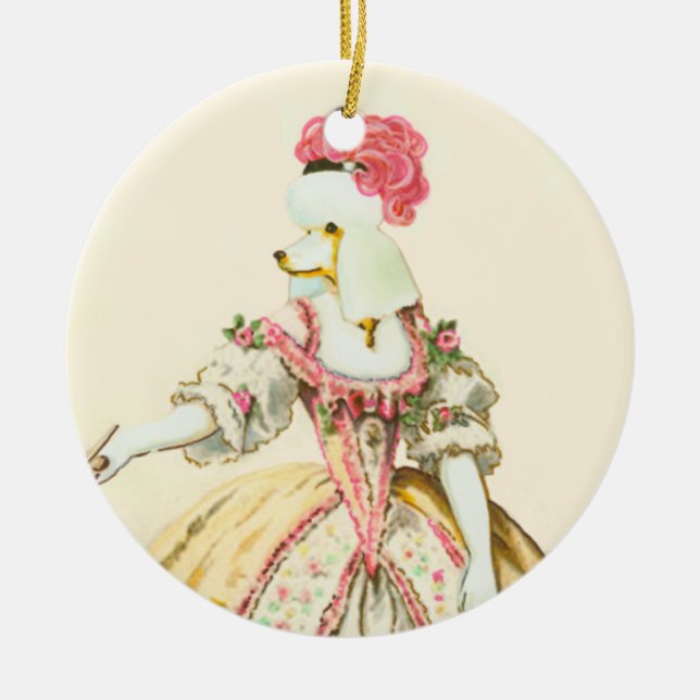 Marie Antoinette White Poodle Weihnachtsschmuck (Vorne)