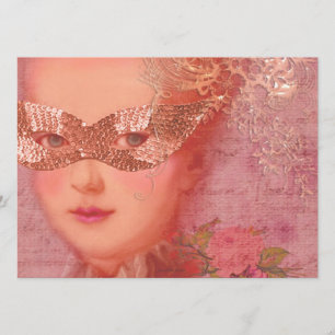 Marie Antoinette Winterhochzeit Maskerade 5 x 7 Einladung