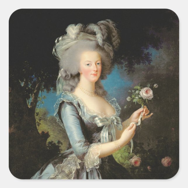 Marie Antoinette with a Rose, 1783 Quadratischer Aufkleber (Vorderseite)
