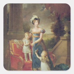Marie-Caroline de Bourbon mit ihren Kindern Quadratischer Aufkleber