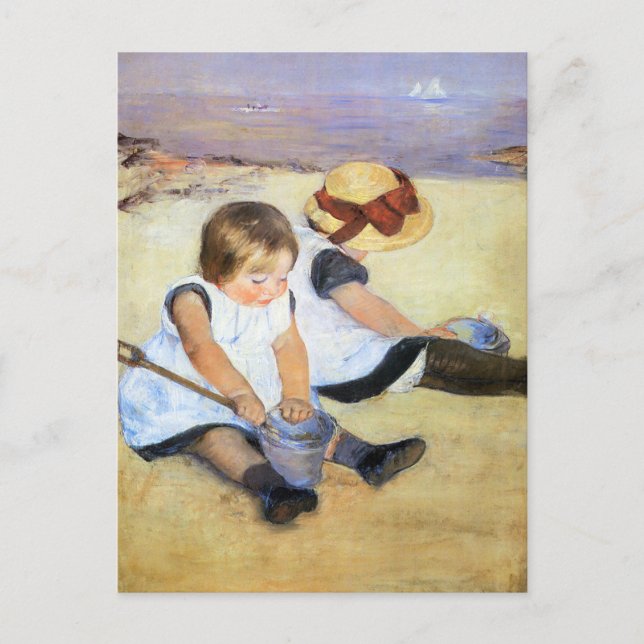 Marie Cassatt jouant sur la plage - Carte postale (Devant)