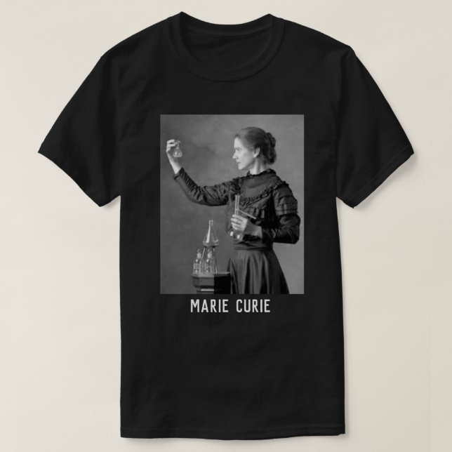 Marie Curie ist physikistisch schwarz elegantes He T-Shirt (Design vorne)
