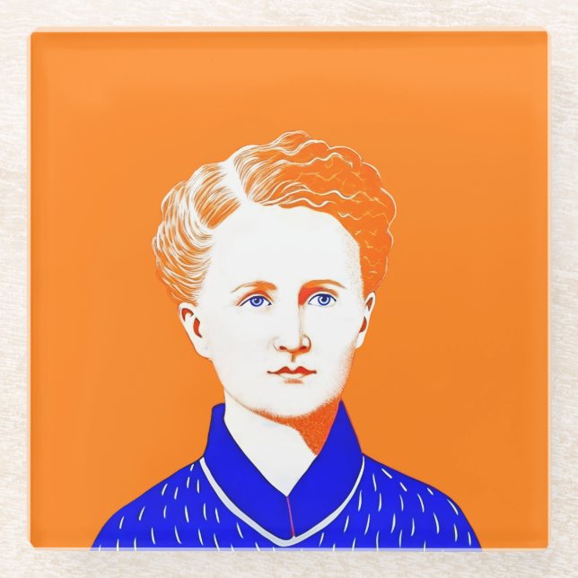 Marie Curie Portrait - Design Illustration Glasuntersetzer (Vorderseite)