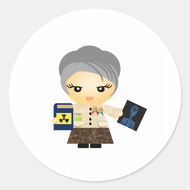 Marie Curie Runder Aufkleber (Vorderseite)