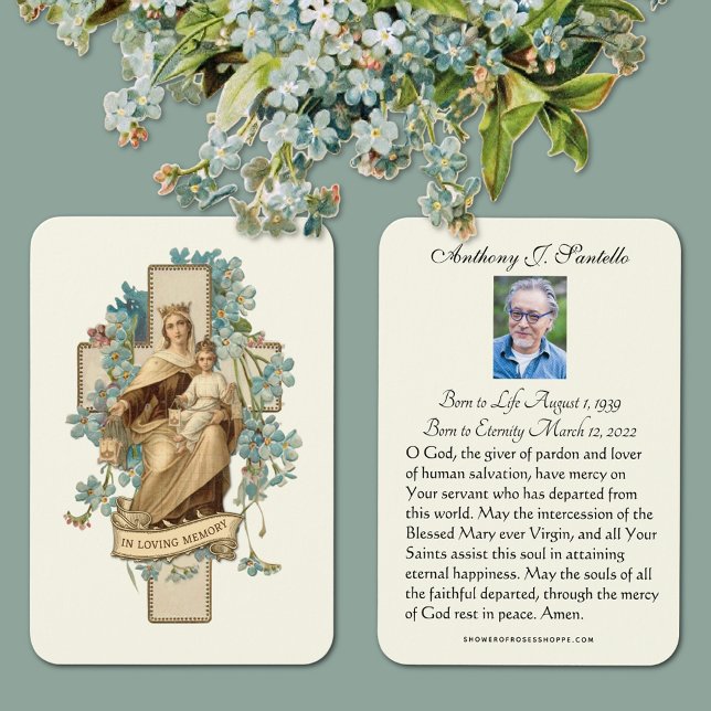 Marie et Jésus Prière commémorative funéraire Cart (Traditional Catholic Funeral Memorial Prayer Cards)