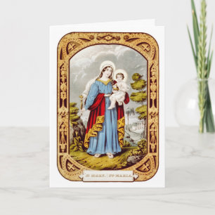 Marie et Jésus, Une carte de Noël Vintage