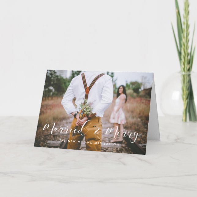 Marié et Joyeux faire-part de mariage élégant (Devant)