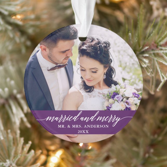 Marié et Joyeux Mariage calligraphie violet (Arbre)