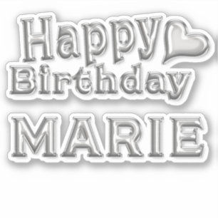 Marie Happy Birthday silver Aufkleber Sticker
