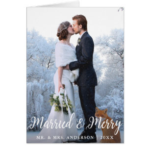Marié & Joyeux Mariage Noël Plier Carte photo