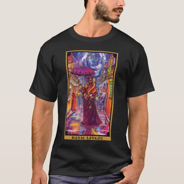 Marie Laveau Justice Tarot Card Apparel T-Shirt (Vorderseite)