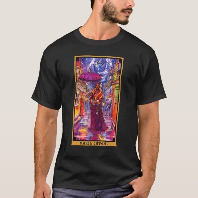 Marie Laveau Justice Tarot Card Voodoo Rot e Loung T-Shirt (Vorderseite)