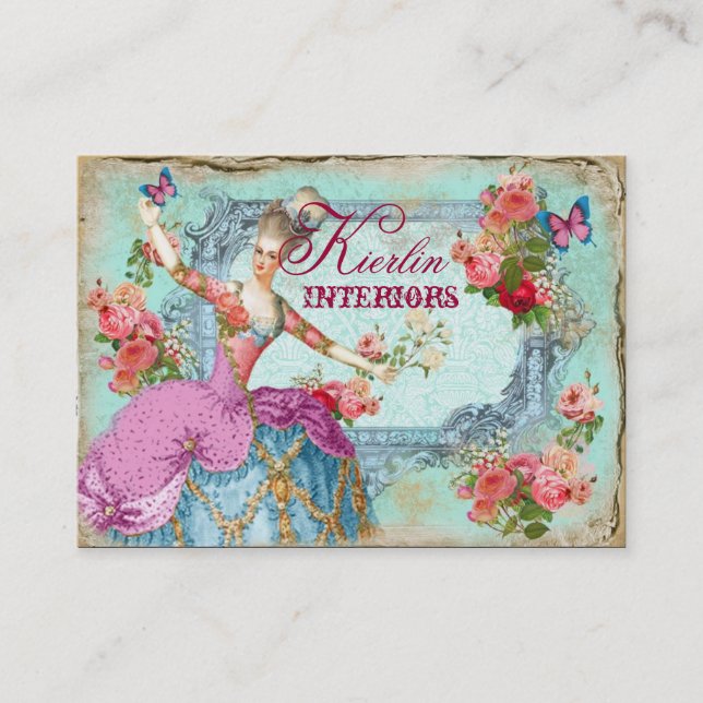 Marie Vintage Schmetterlings-Geschäfts-Karte Visitenkarte (Vorderseite)