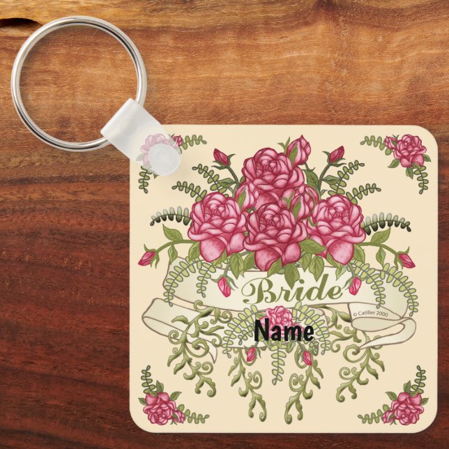 Mariée aux roses Porte-clés de mariage (Recto)