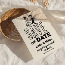 Mariée dessinée à la main et Save The Date de mari