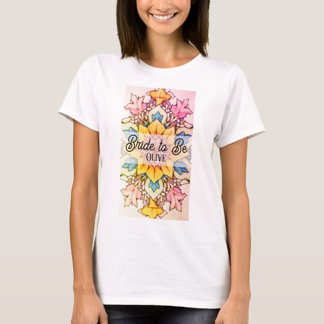 Mariée en T-shirt avec Motif coloré (Devant)