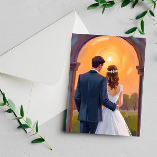Mariée et mari à jamais carte de mariage
