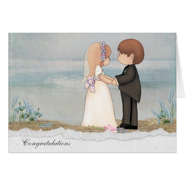 mariée et mariée en bord de mer (Devant horizontal)