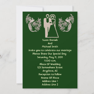 Mariée Groom Doves Green Wedding Invitation