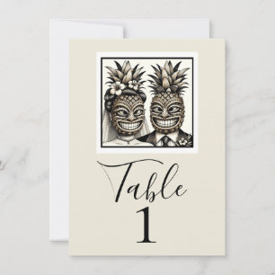 Mariée & Marié Numéro de Table Aloha Tiki Ananas