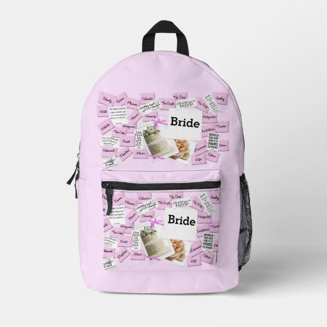 Mariées Jour de mariage Tout sur le sac à dos impr (Recto)
