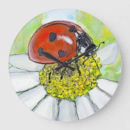 Marienkäfer auf einer Margerite Große Wanduhr