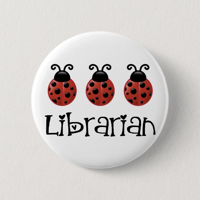 Marienkäfer-Bibliothekar-Geschenk Button (Vorderseite)