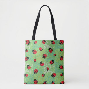 Marienkäfer-Blumenblatt-grünes Muster Tasche
