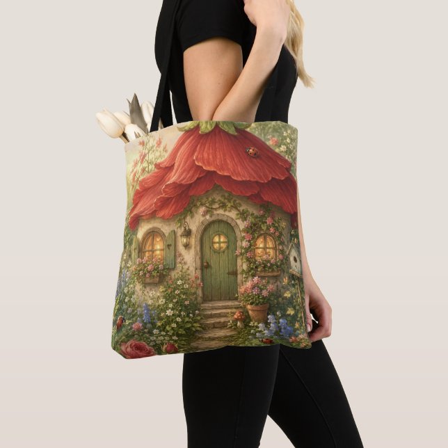 Marienkäfer-Blüten-Cottage Tasche (Von Nahem)