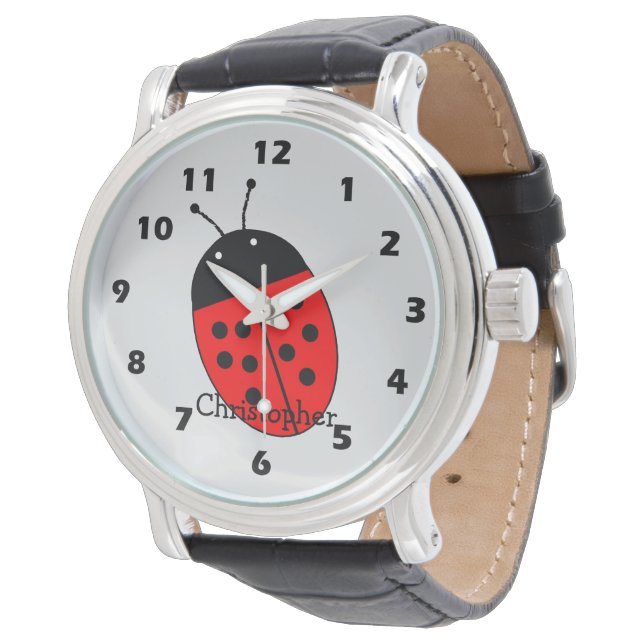 Marienkäfer-Design Armbanduhr (Schrägansicht)